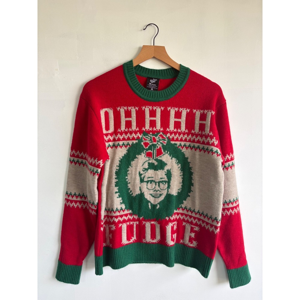 A Christmas Story Ralphie Ohhhh Fudge Holiday Ugly Christmas Sweater Mens Medium